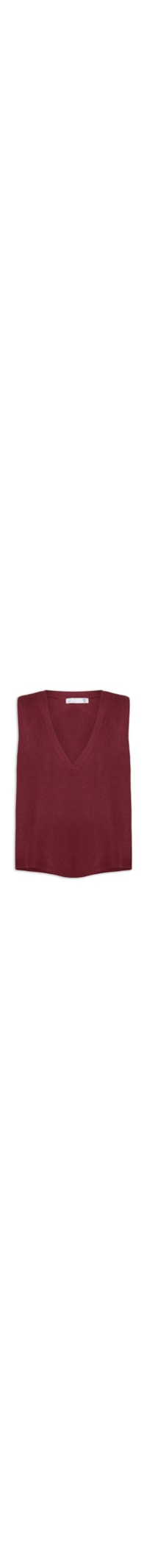 Colete Feminino Decote V Em Tricot - Vermelho