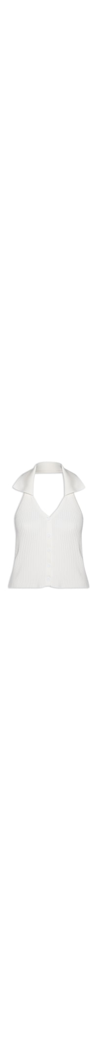 Colete Feminino Em Tricot Gola Polo - Branco