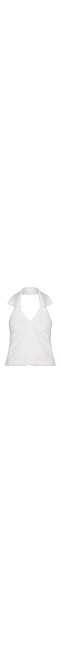 Colete Feminino Em Tricot Gola Polo - Branco