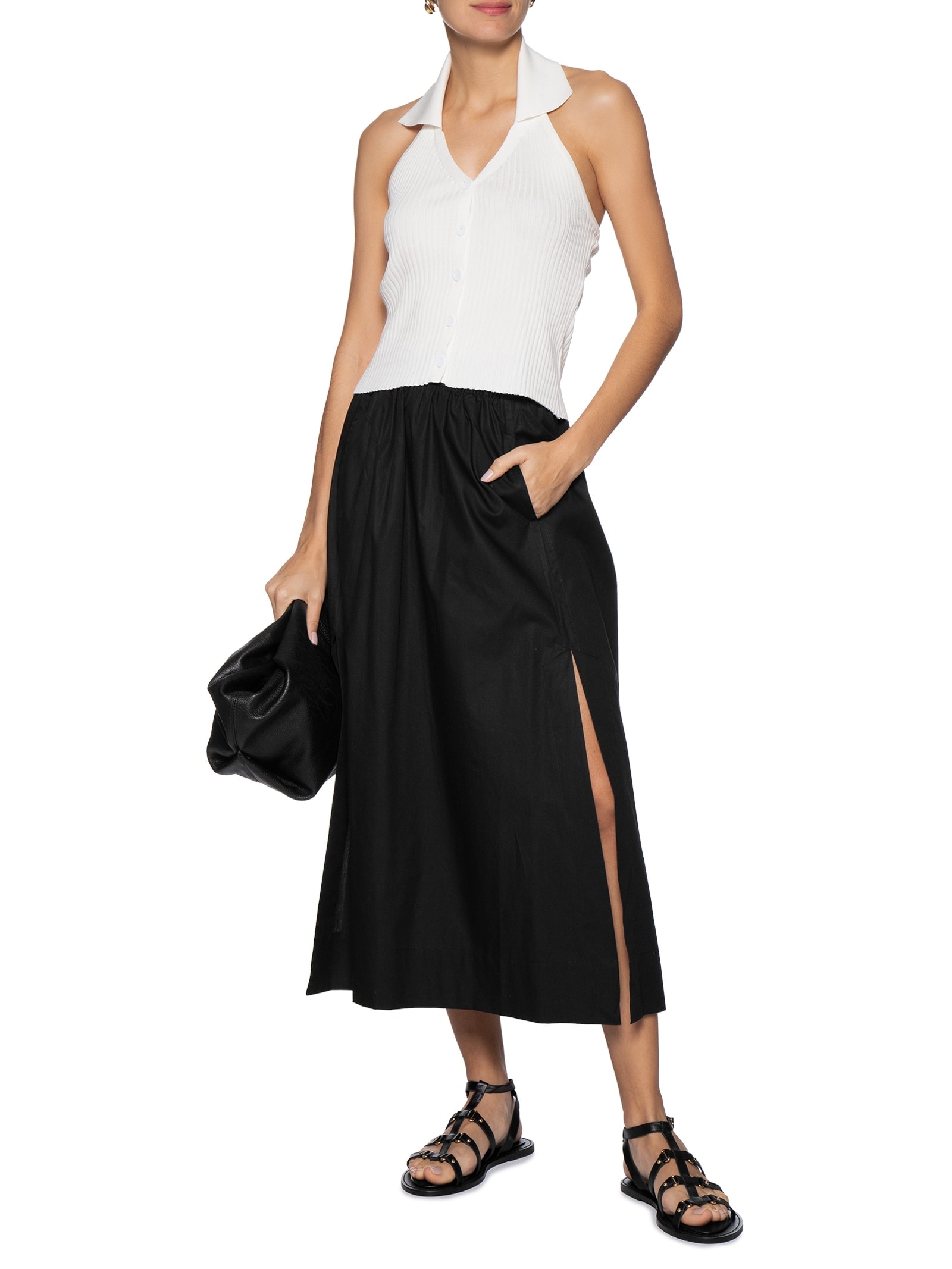 Colete Feminino Em Tricot Gola Polo Branco Basiq