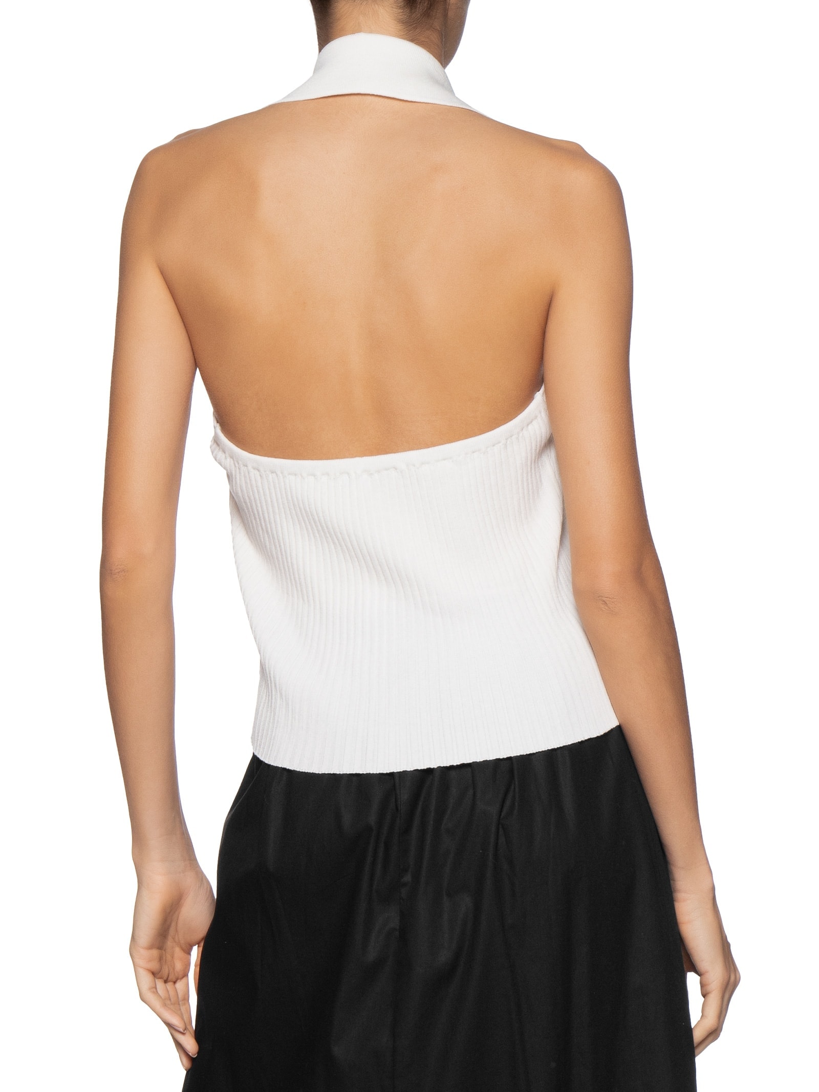 Colete Feminino Em Tricot Gola Polo Branco Basiq