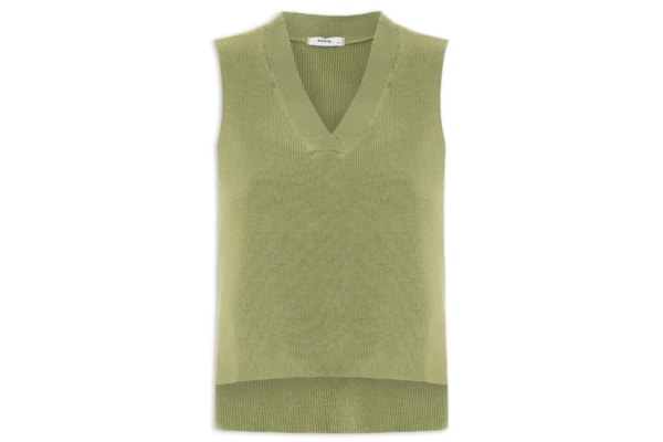 Colete Feminino em Tricot Gola V - Verde