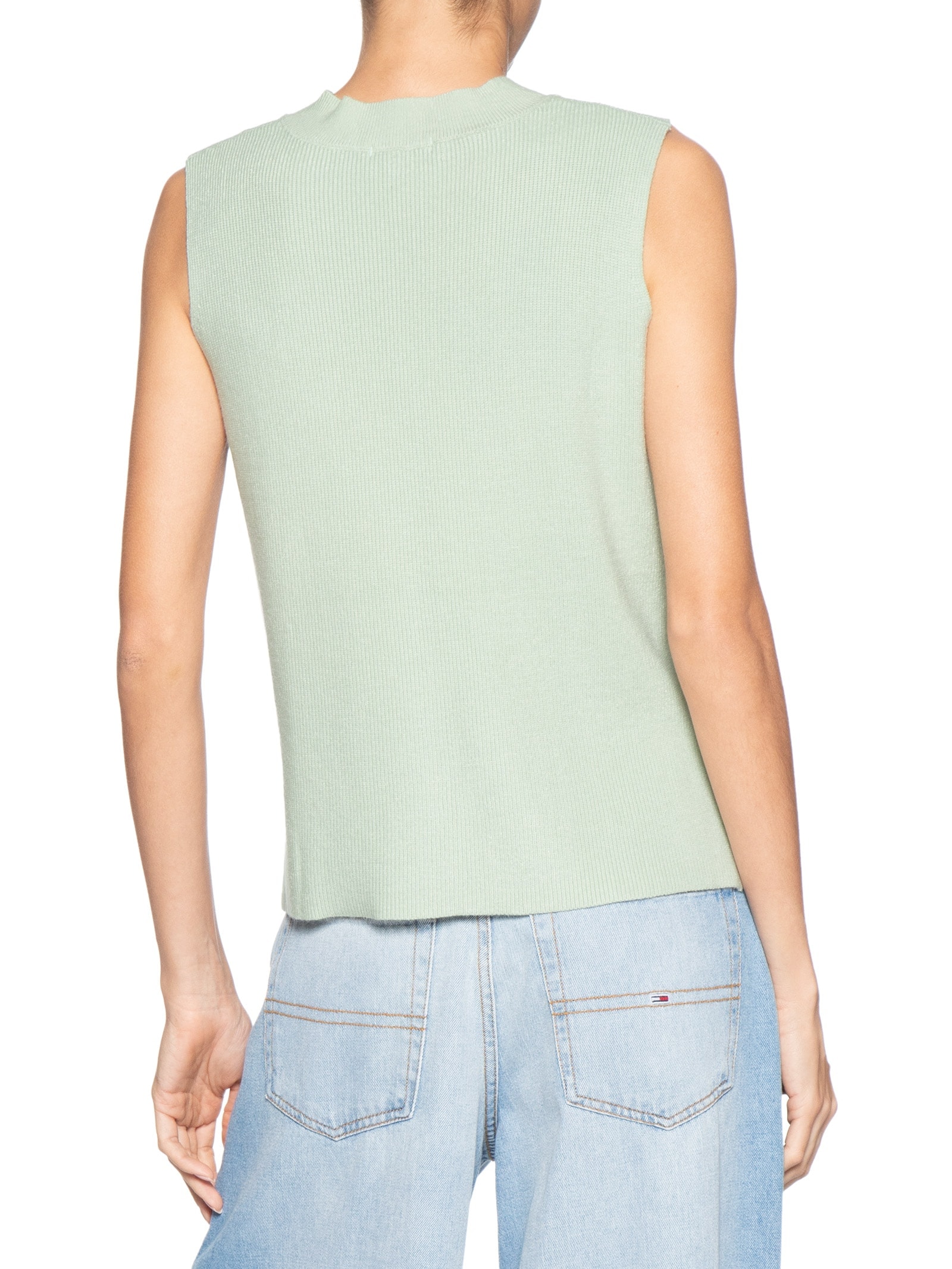 Colete Feminino em Tricot Gola V Verde Basiq