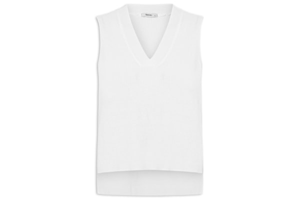 Colete Feminino em Tricot Gola V – Branco