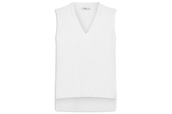 Colete Feminino em Tricot Gola V – Branco