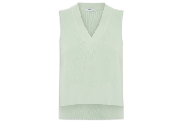 Colete Feminino em Tricot Gola V – Verde