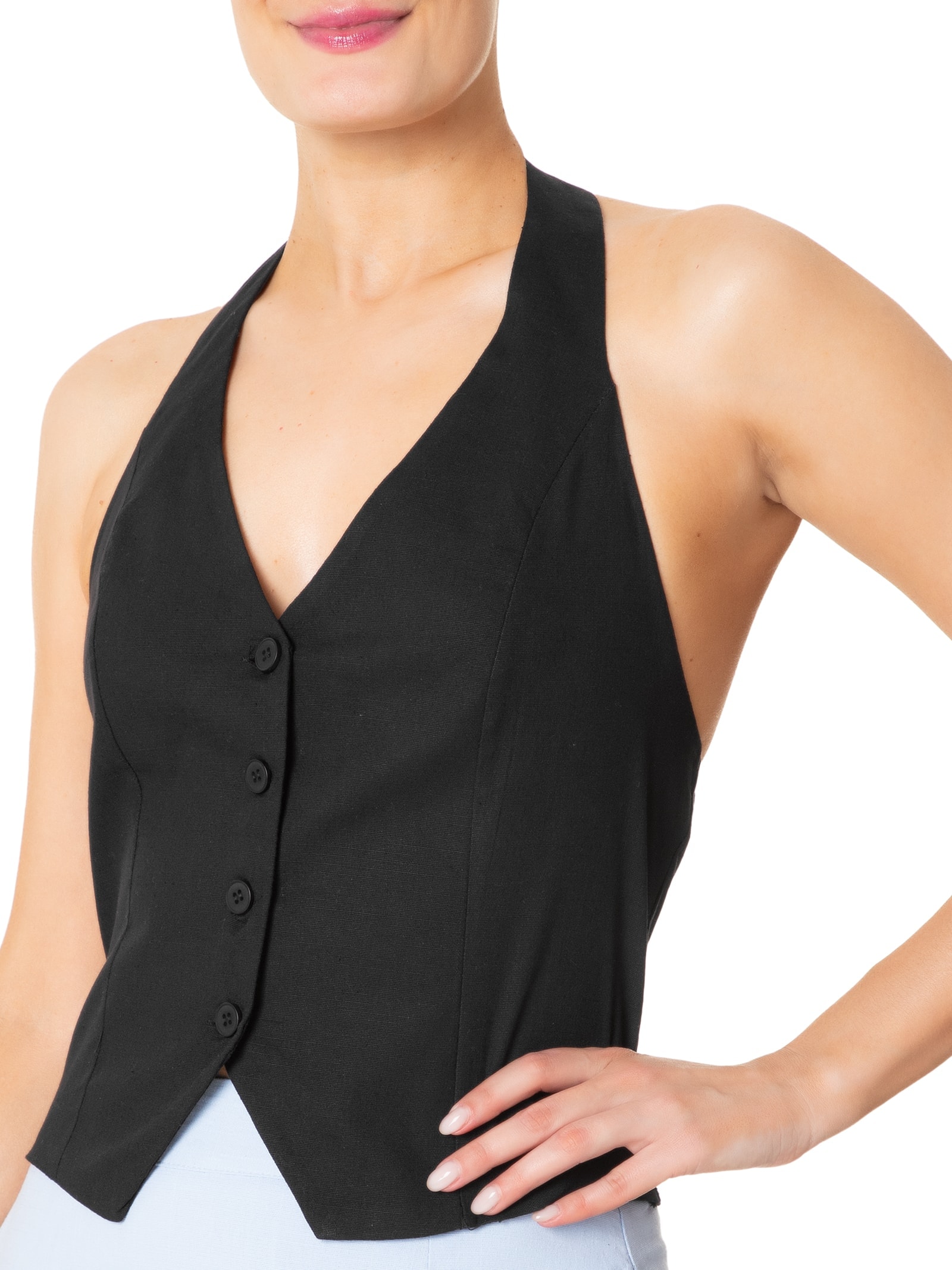Colete Feminino Frente Única Preto Basiq