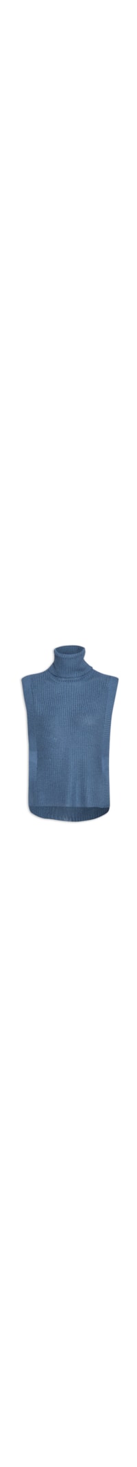 Colete Feminino Gola Alta Em Tricot - Azul