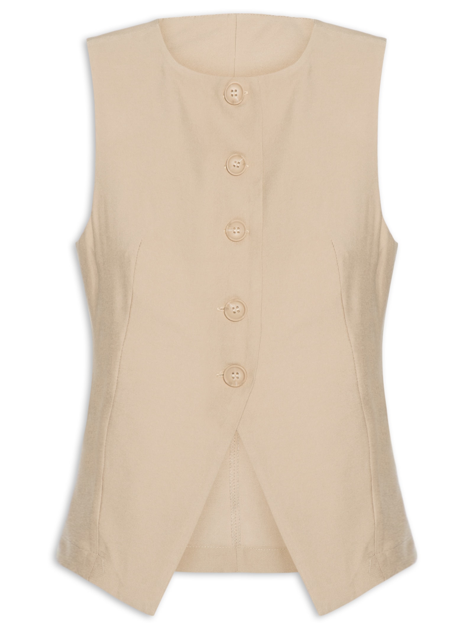 Colete Feminino Gola Careca Bege Basiq