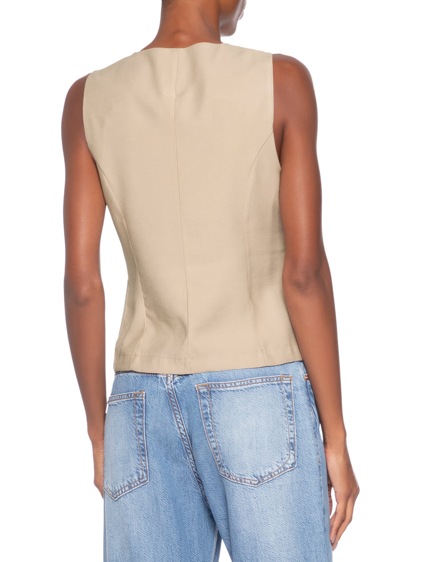 Colete Feminino Gola Careca Bege Basiq