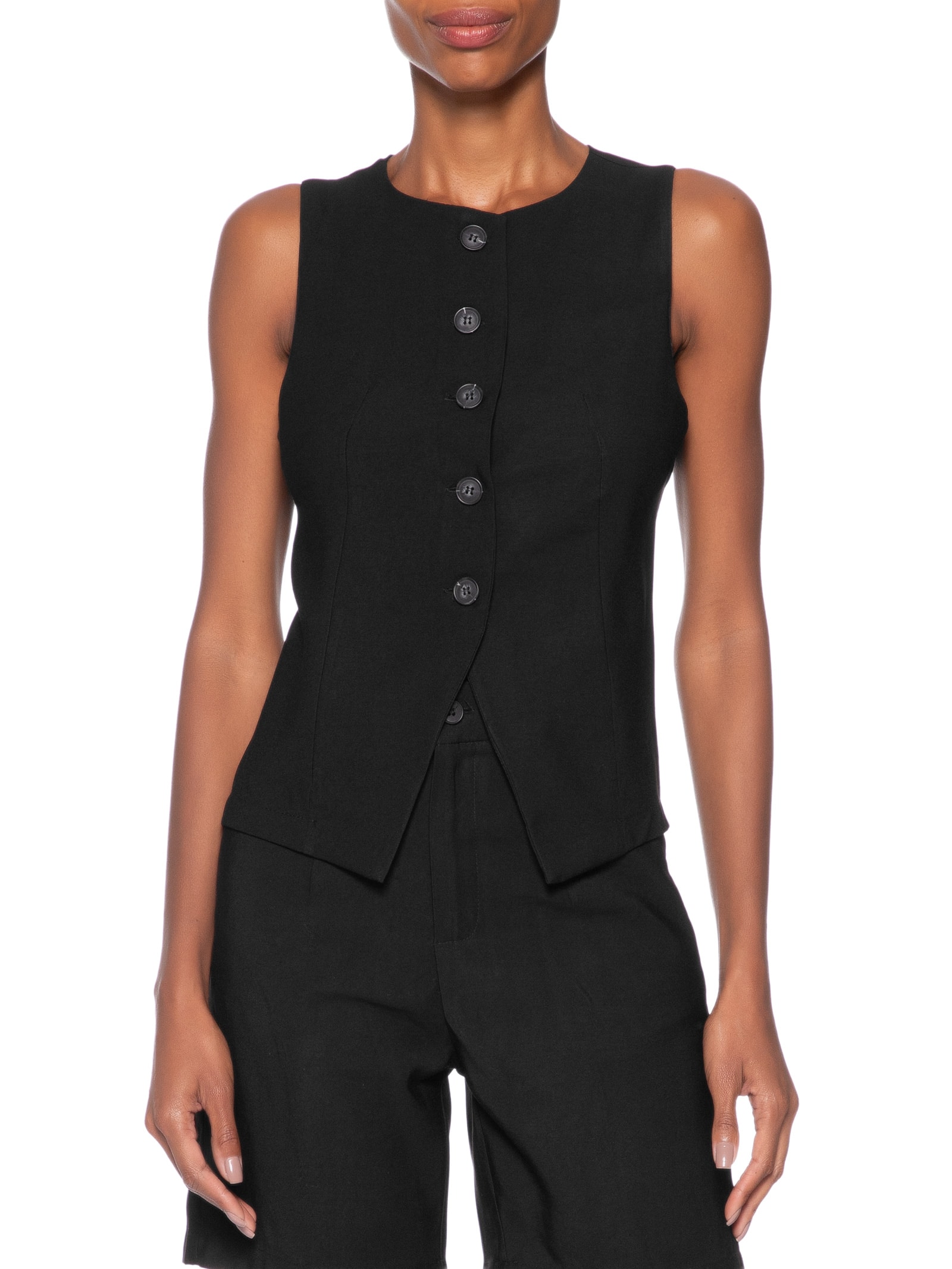 Colete Feminino Gola Careca Preto Basiq