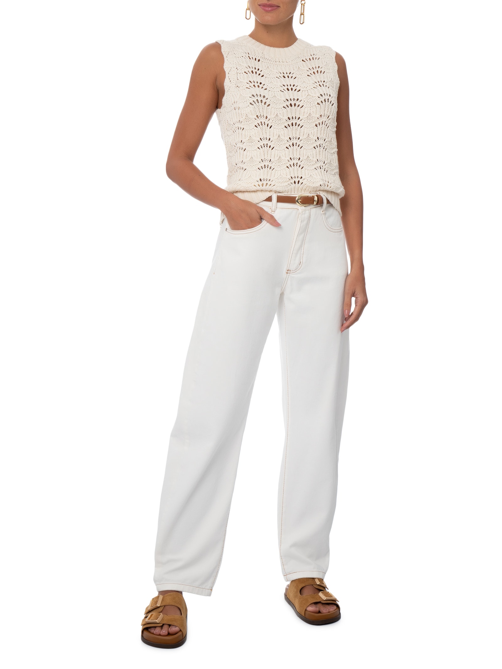 Colete Feminino Hope Crochet Tank Bege Levi's