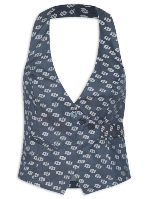 Colete Feminino Jacquard – Azul