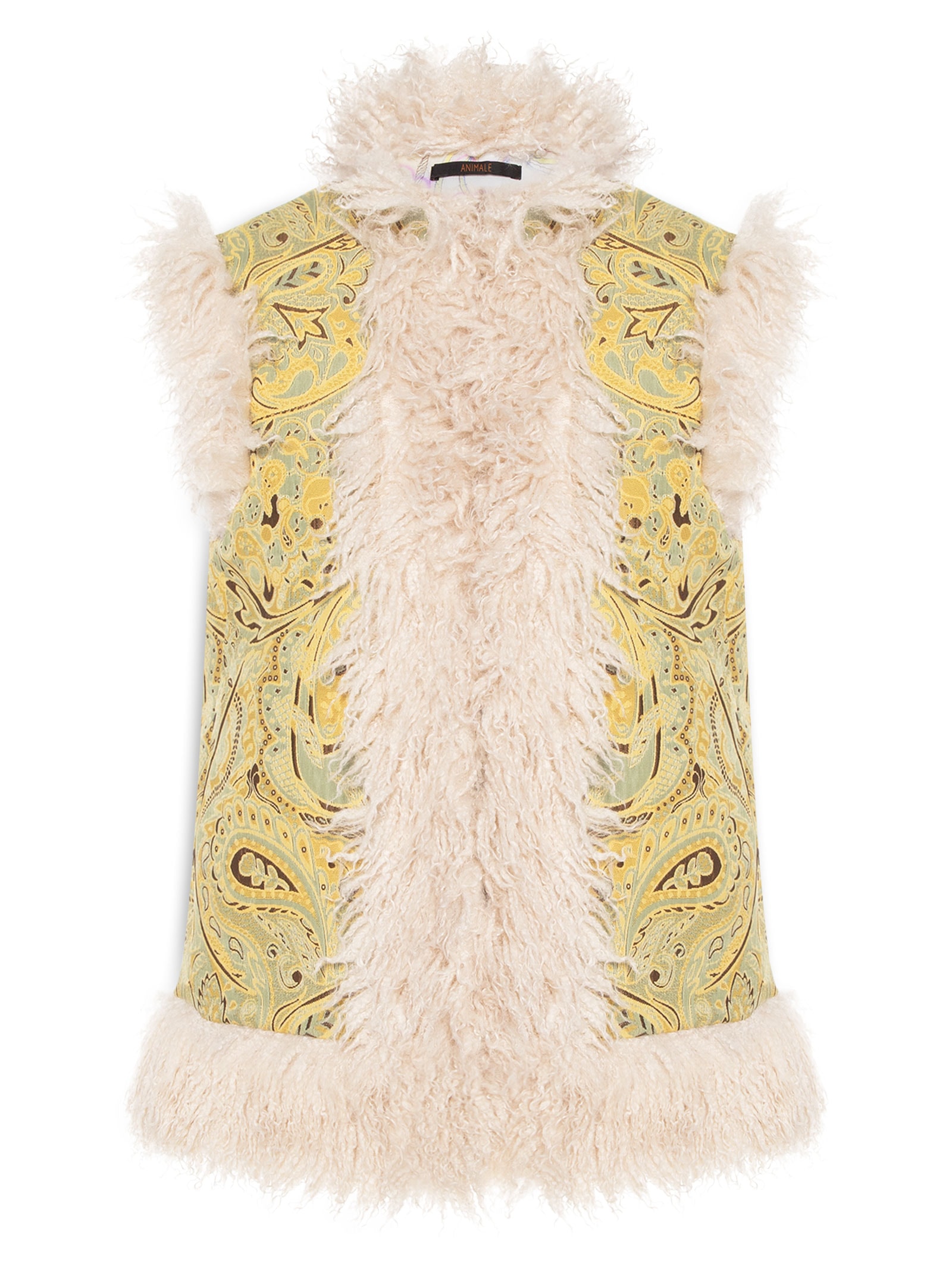 Colete Feminino Jacquard Com Pelos Bege Animale