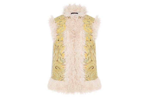 Colete Feminino Jacquard Com Pelos - Bege