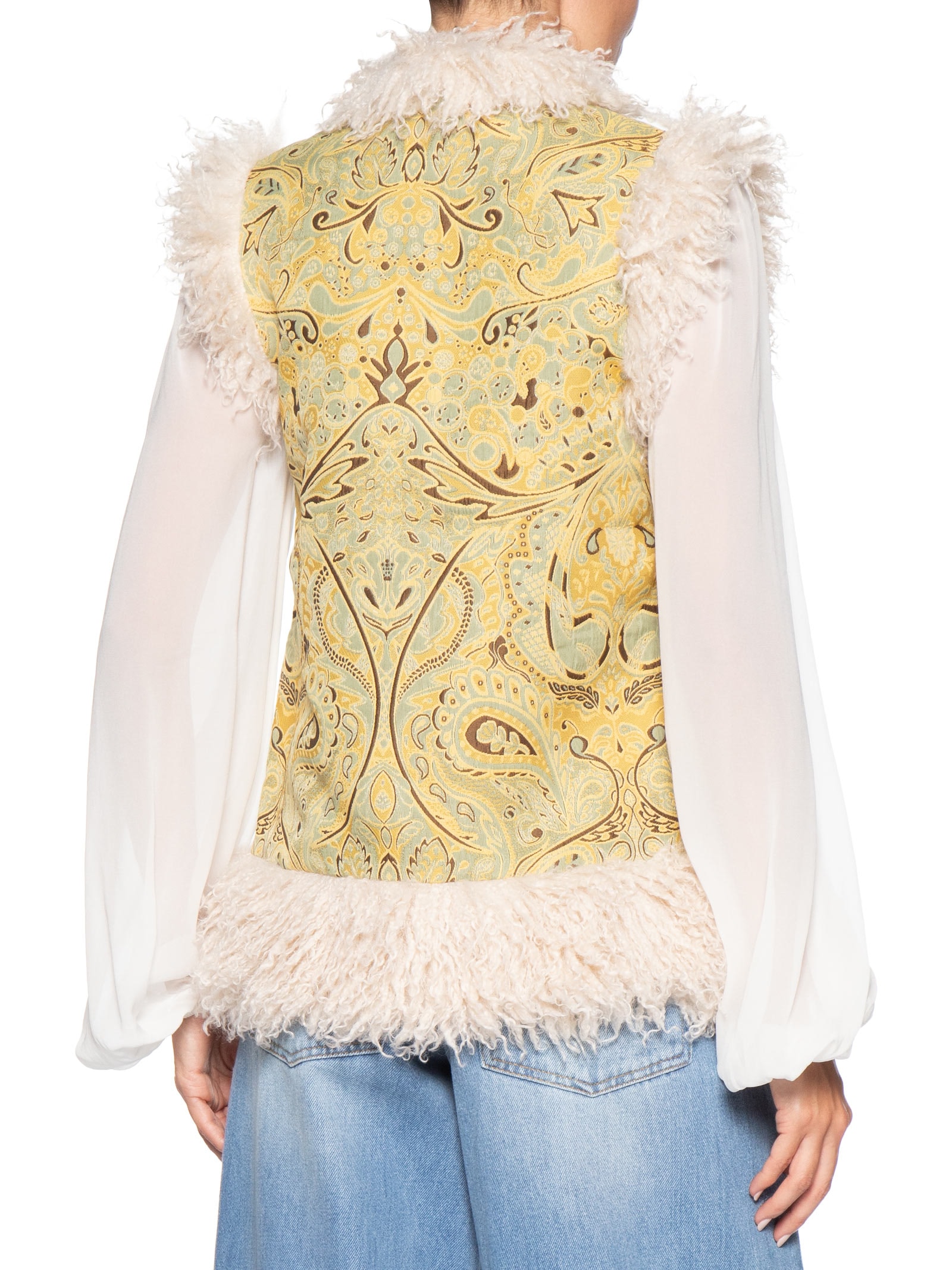 Colete Feminino Jacquard Com Pelos Bege Animale