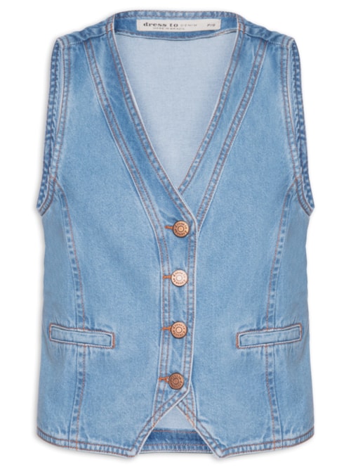 Colete Feminino Jeans – Azul