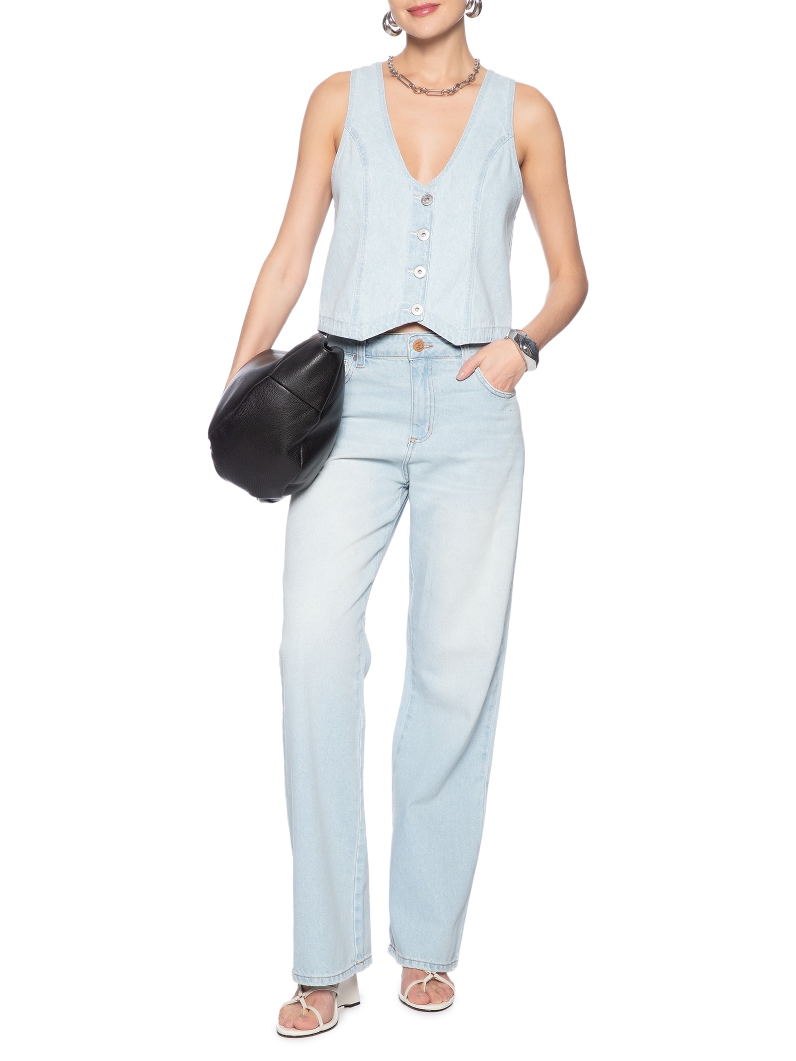 Colete Feminino Jeans Azul Forum