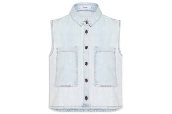 Colete Feminino Jeans Com Bolso - Azul