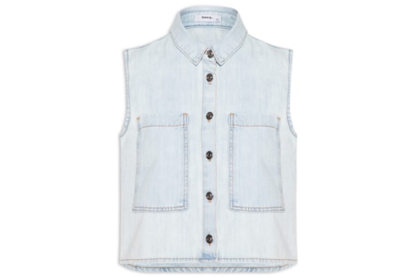 Colete Feminino Jeans Com Bolso - Azul