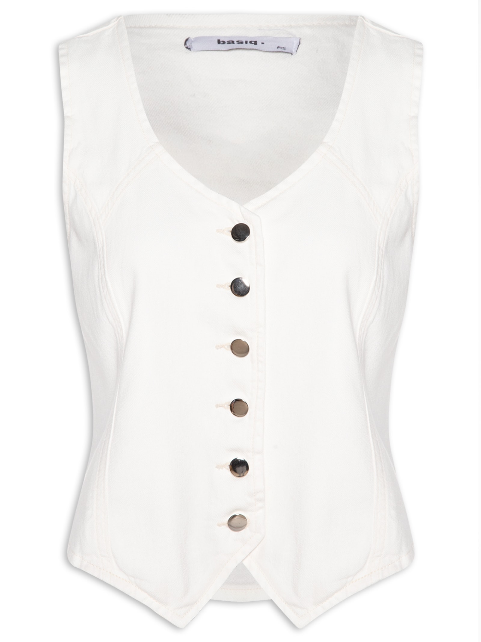 Colete Feminino Jeans Com Regulador Off White Basiq