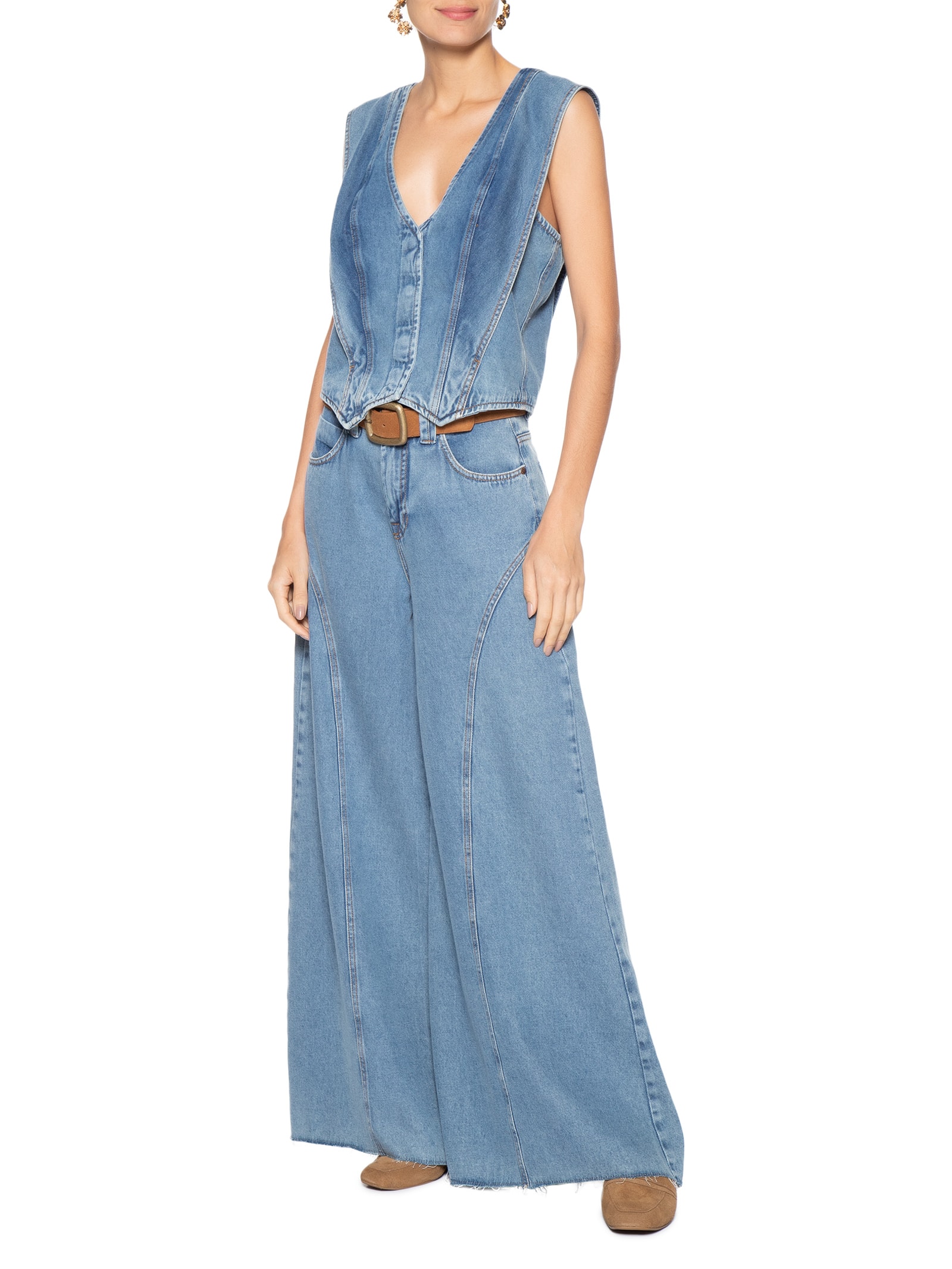 Colete Feminino Jeans Recortes Azul Dress To