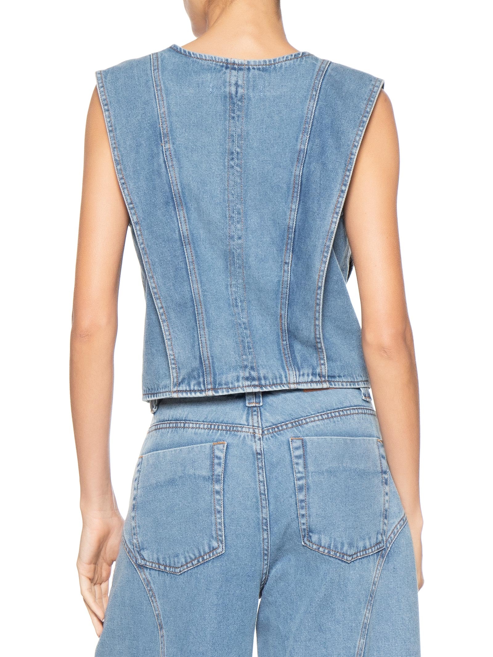 Colete Feminino Jeans Recortes Azul Dress To