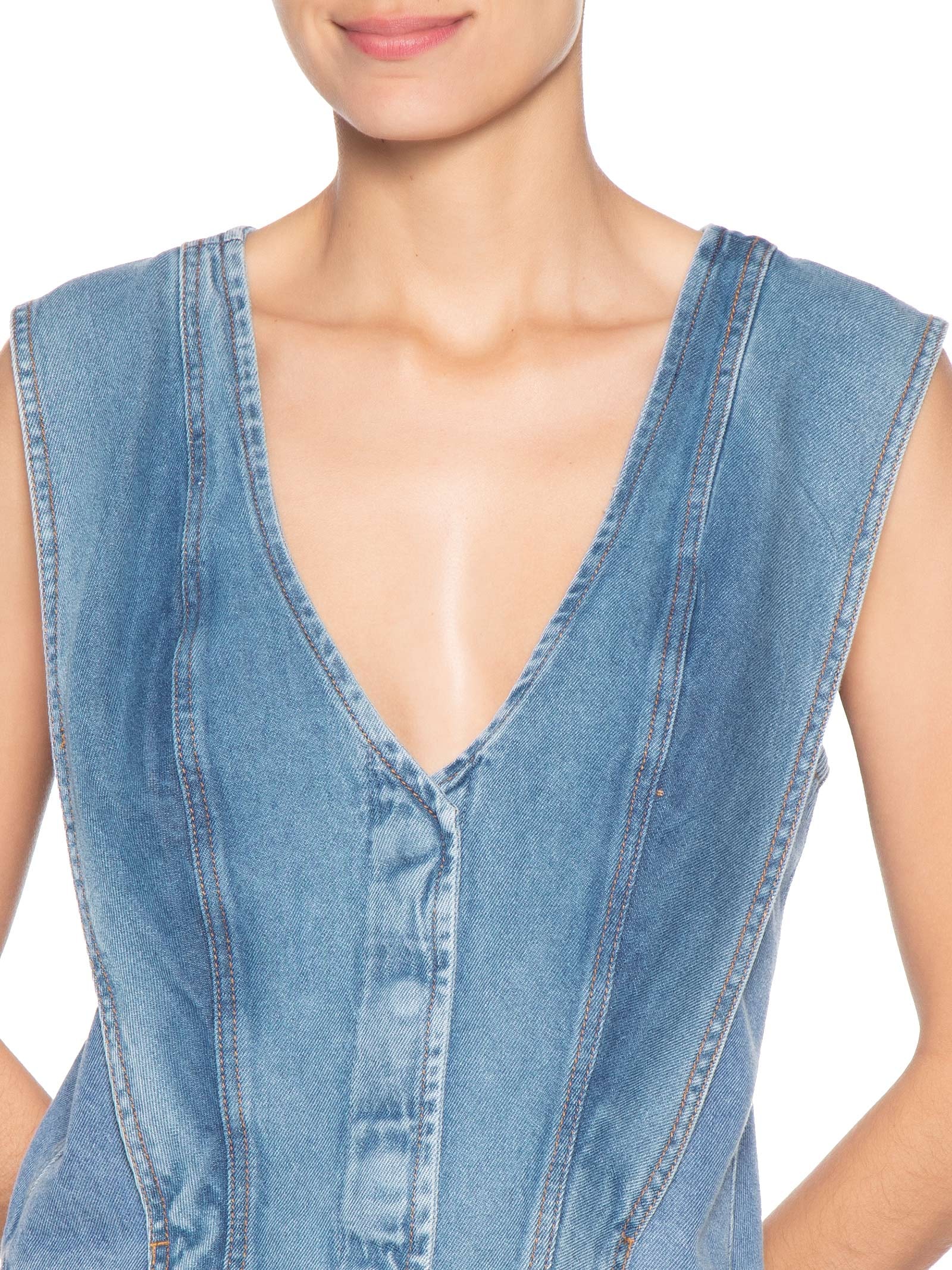 Colete Feminino Jeans Recortes Azul Dress To