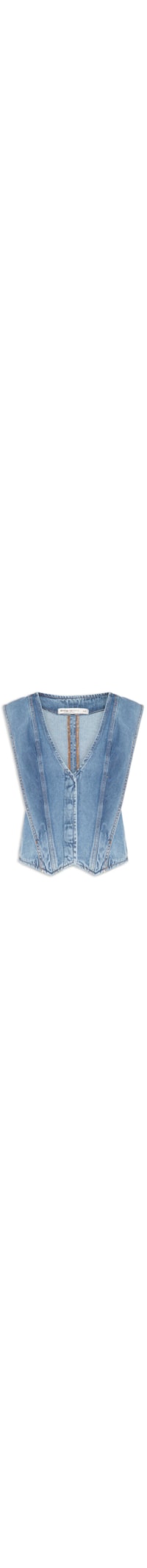 Colete Feminino Jeans Recortes - Azul