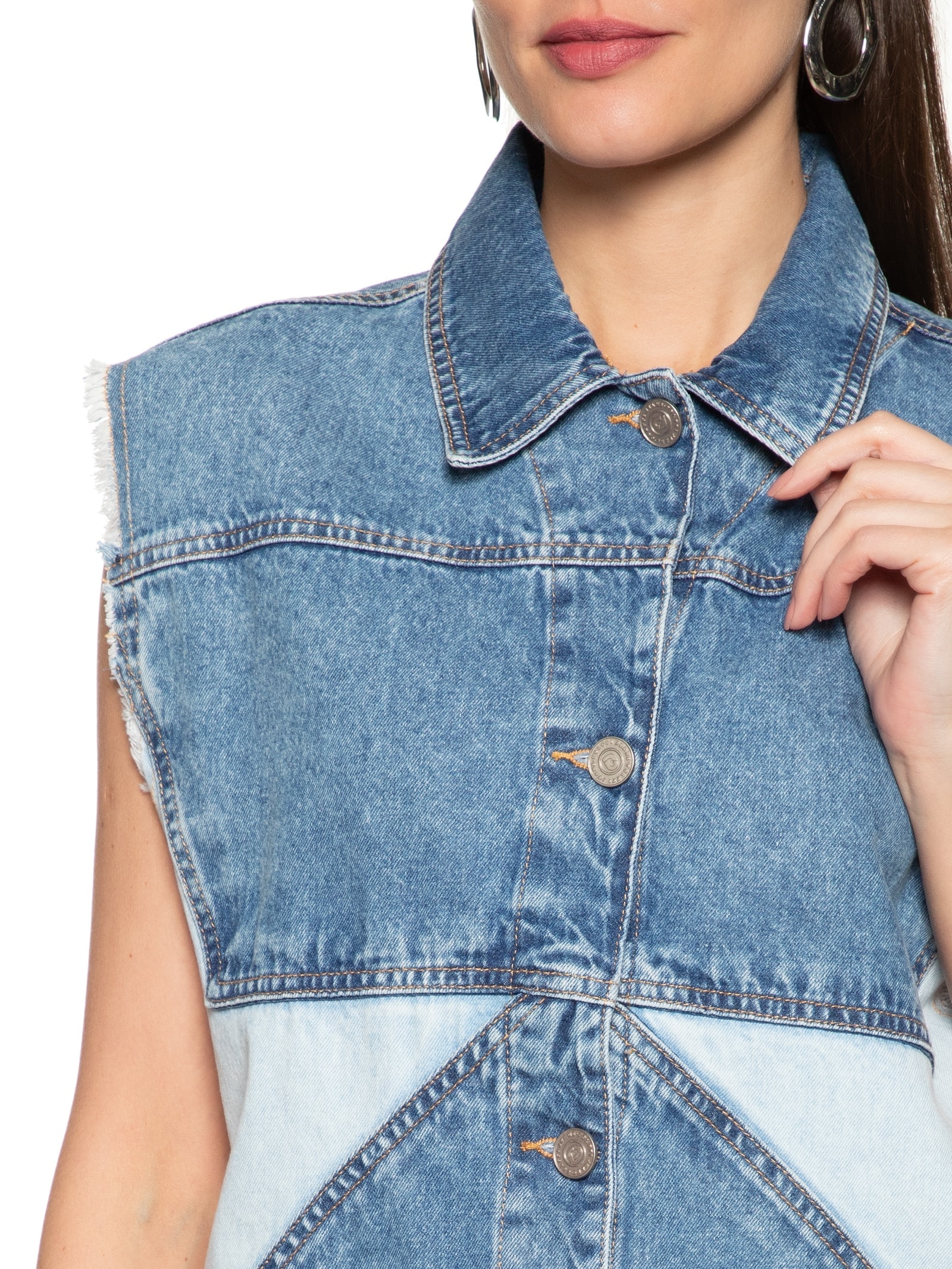 Colete Feminino Jeans Stars Azul Colcci Jeans