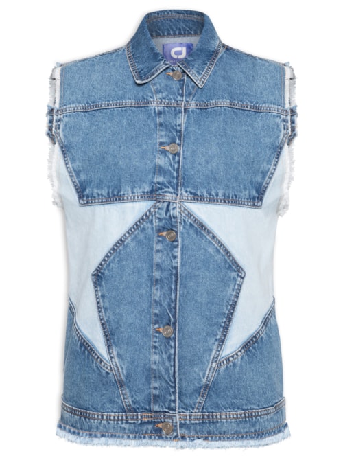Colete Feminino Jeans Stars - Azul