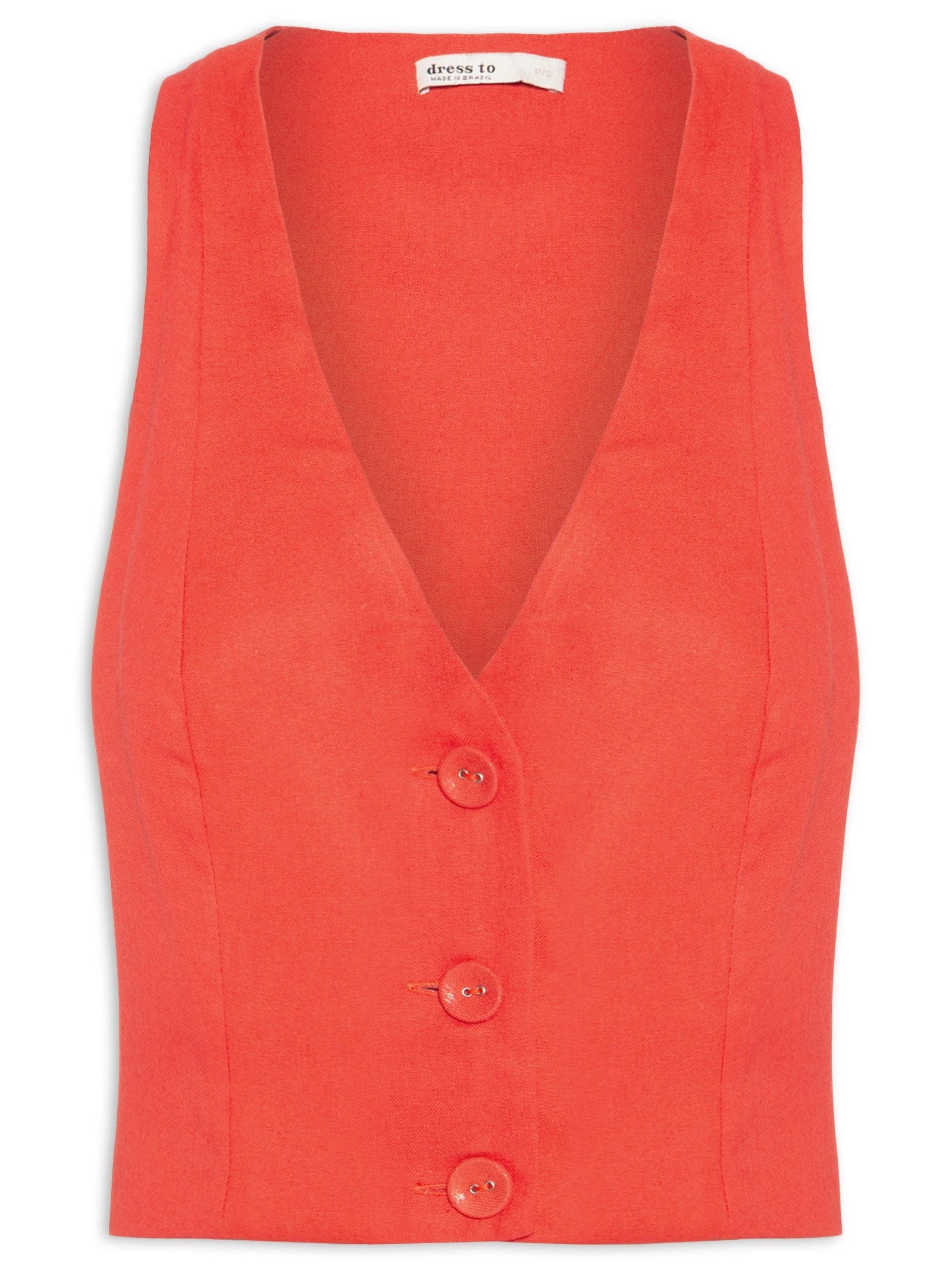 Colete Feminino Linho Alfaiataria Vermelho Dress To