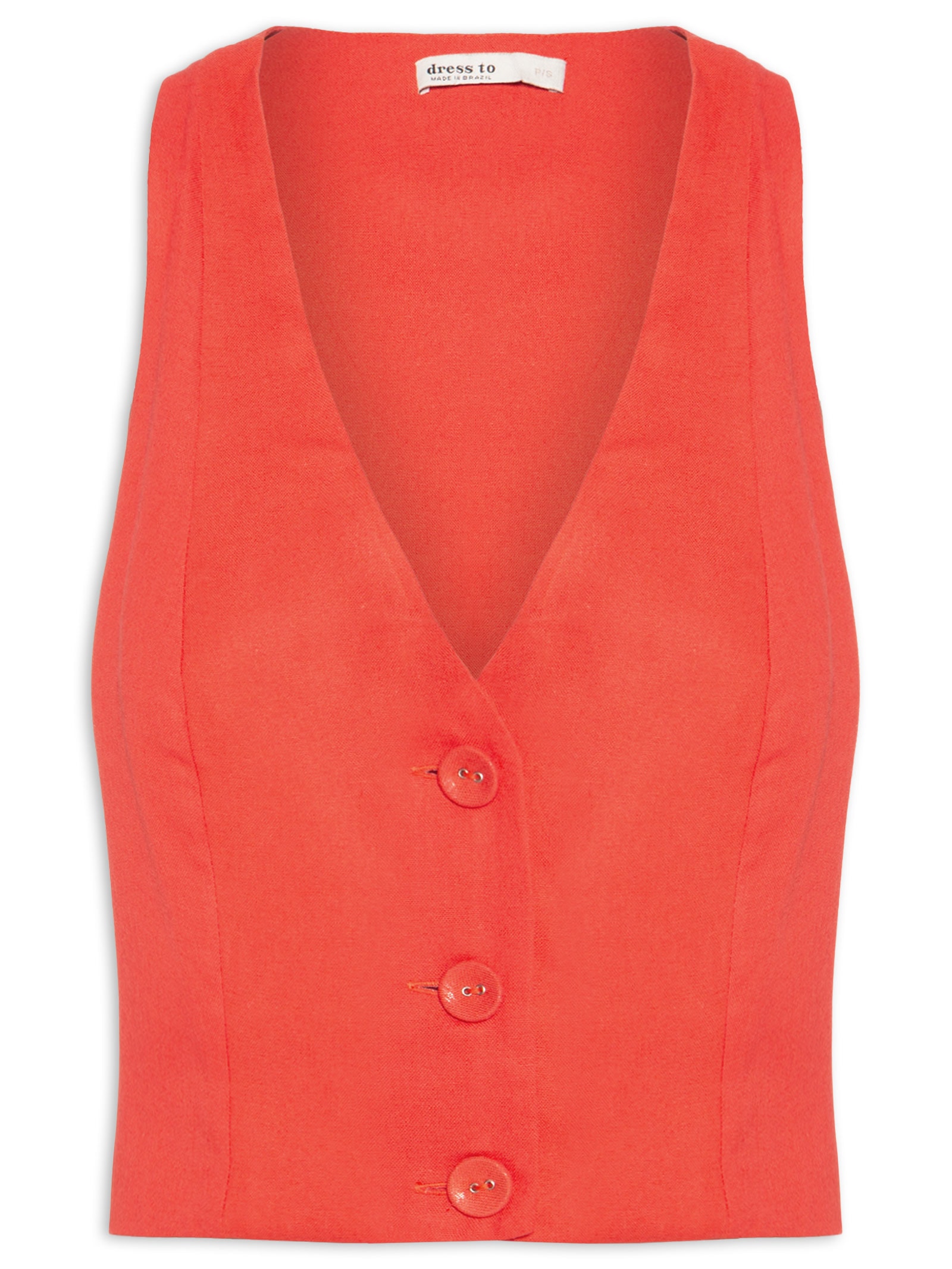 Colete Feminino Linho Alfaiataria Vermelho Dress To