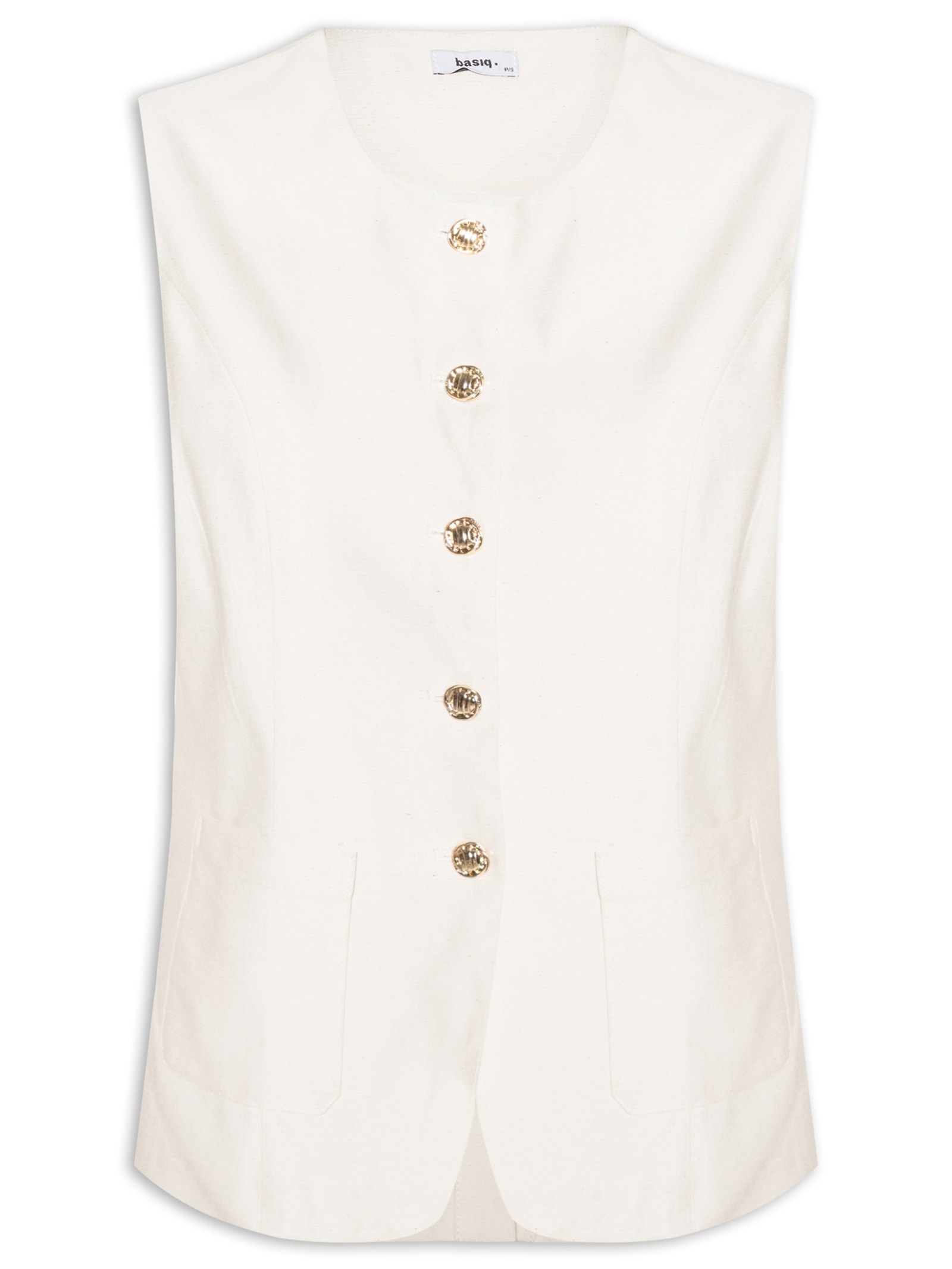 Colete Feminino Linho Com Ajuste Off White Basiq