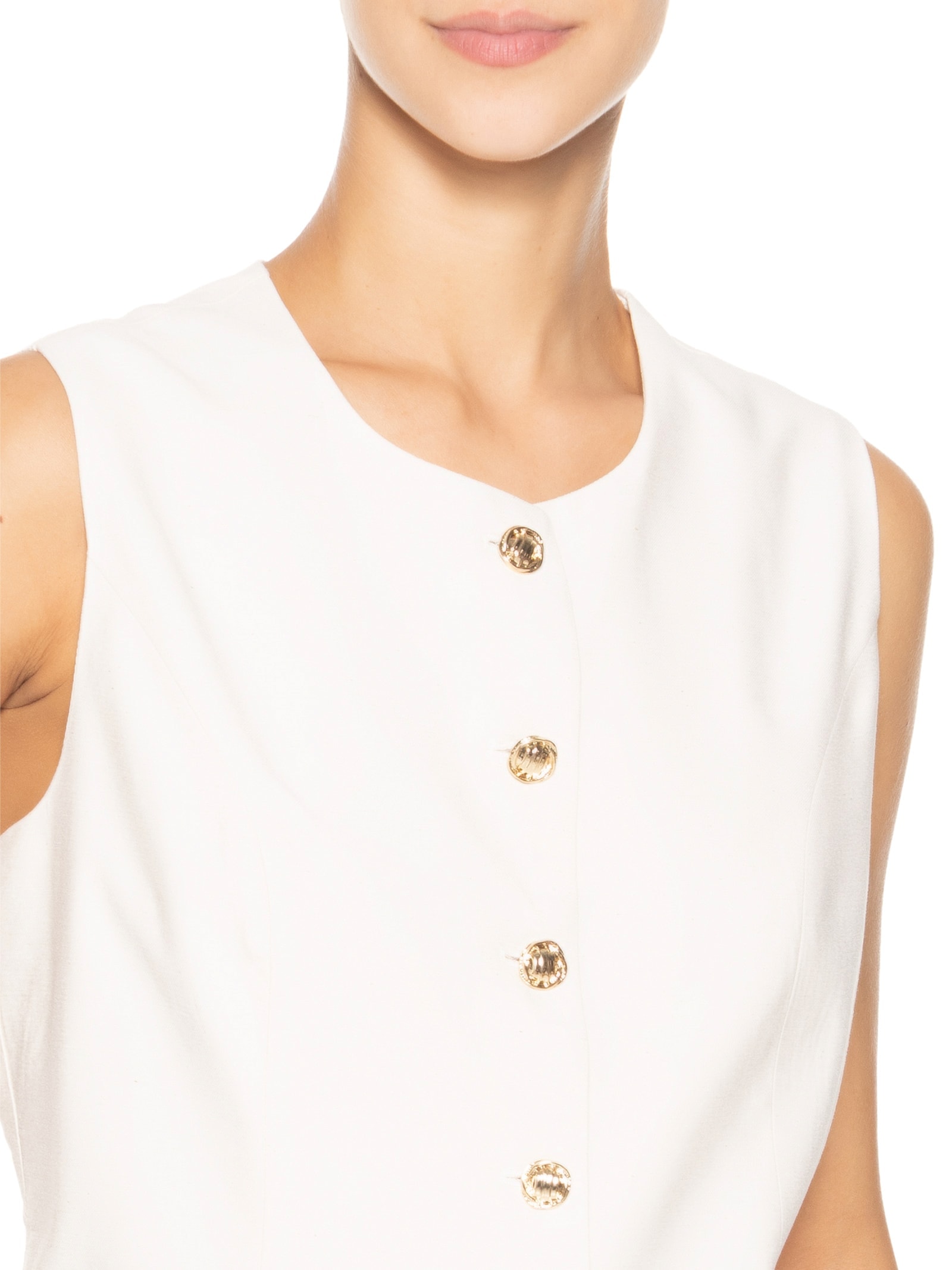 Colete Feminino Linho Com Ajuste Off White Basiq