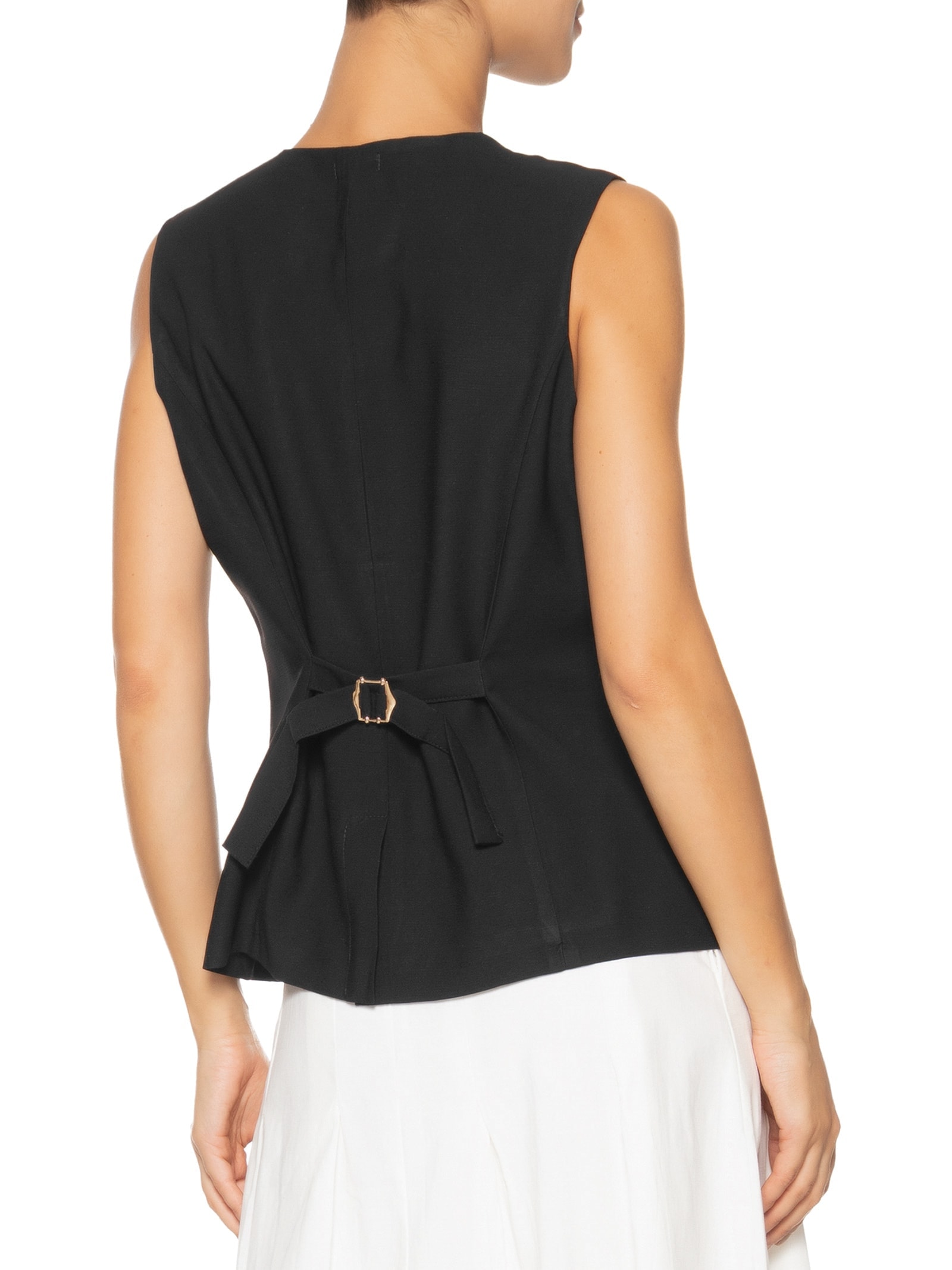 Colete Feminino Linho Com Ajuste Preto Basiq