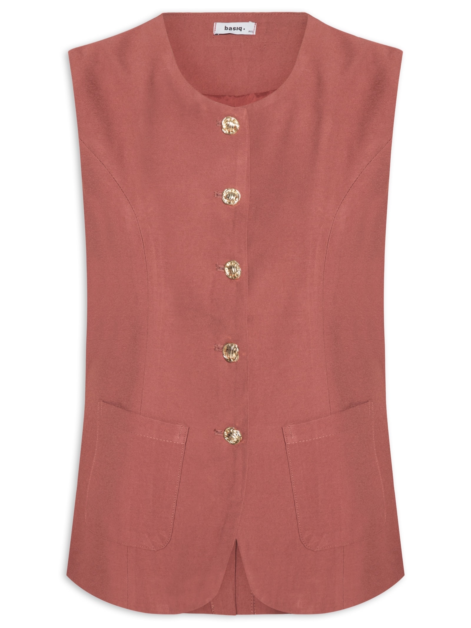 Colete Feminino Linho Com Ajuste Vermelho Basiq