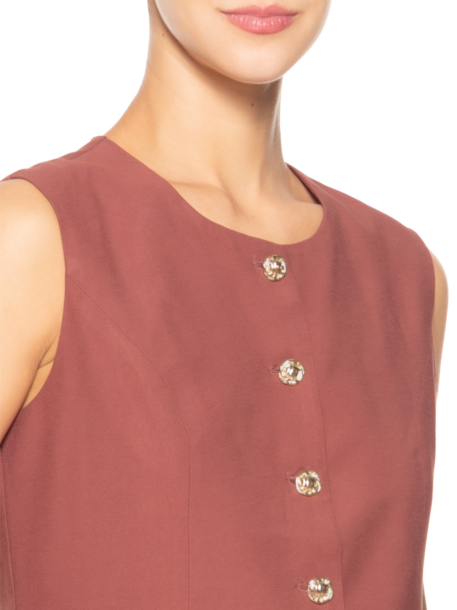 Colete Feminino Linho Com Ajuste Vermelho Basiq
