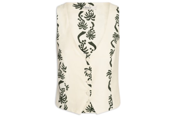 Colete Feminino Linho Estampa Aventureiro - Branco