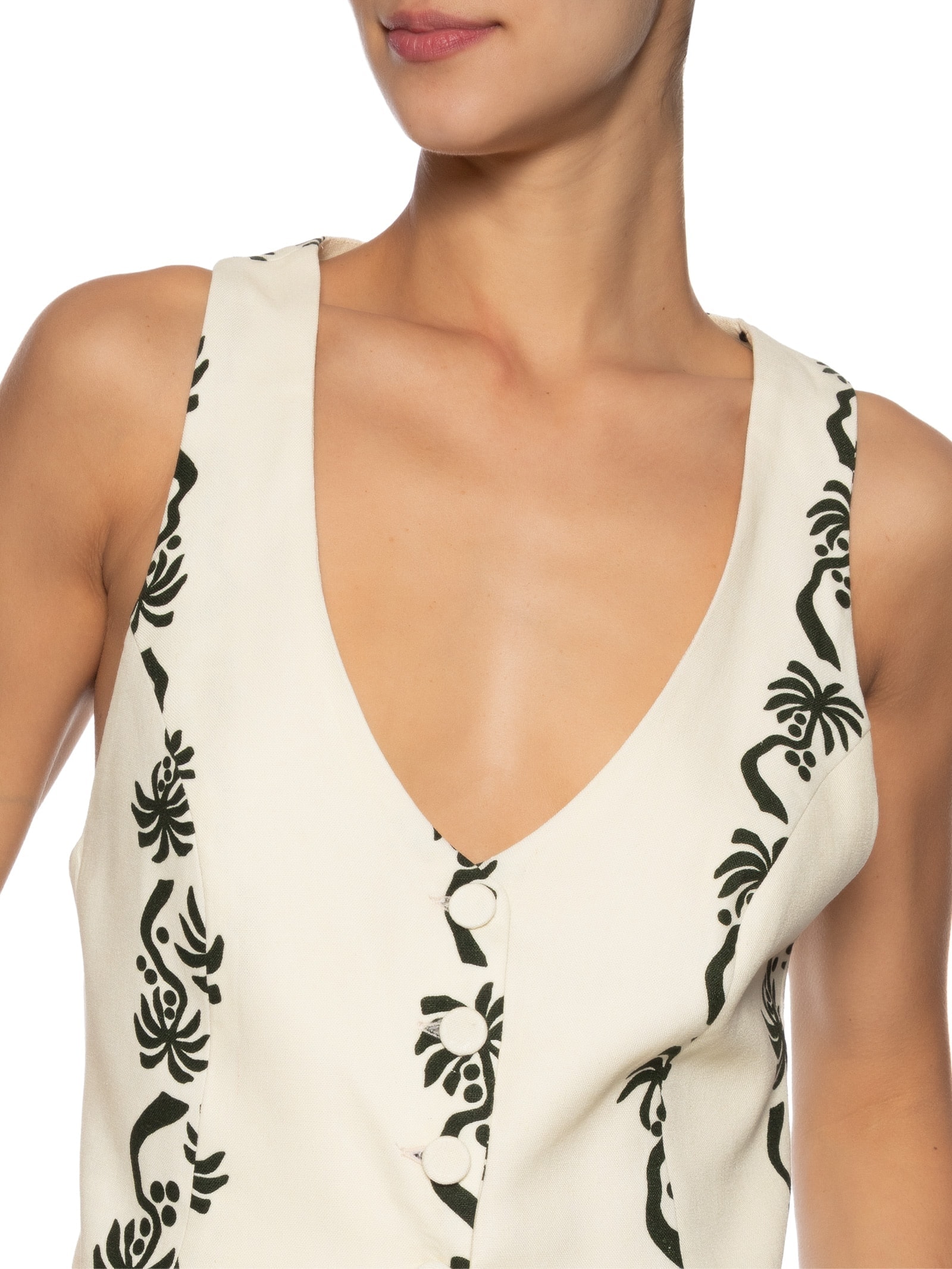 Colete Feminino Linho Estampa Aventureiro Branco Dress To