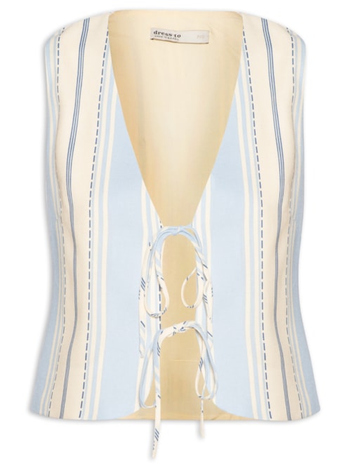 Colete Feminino Linho Estampa Descanso – Azul