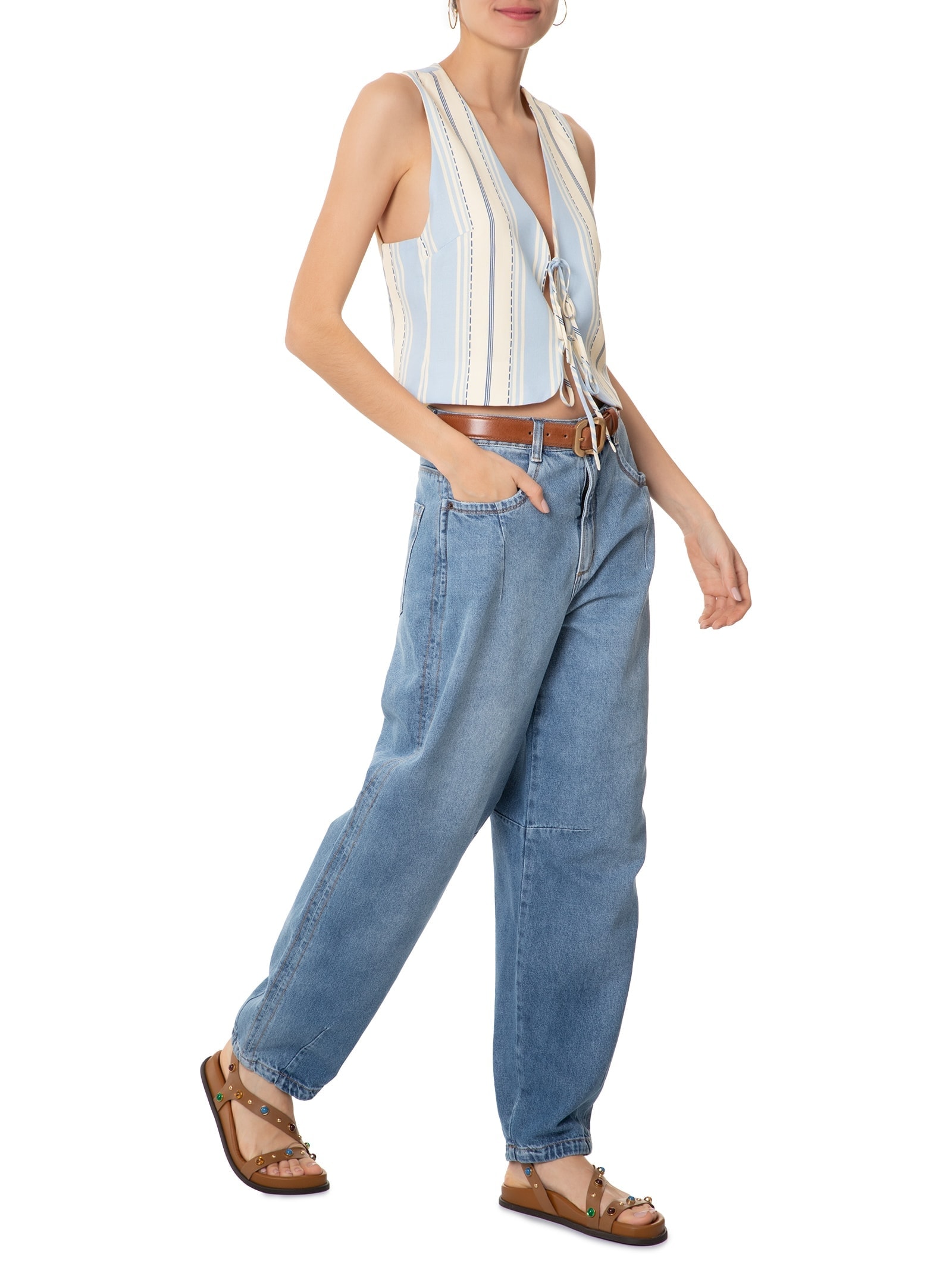 Colete Feminino Linho Estampa Descanso Azul Dress To