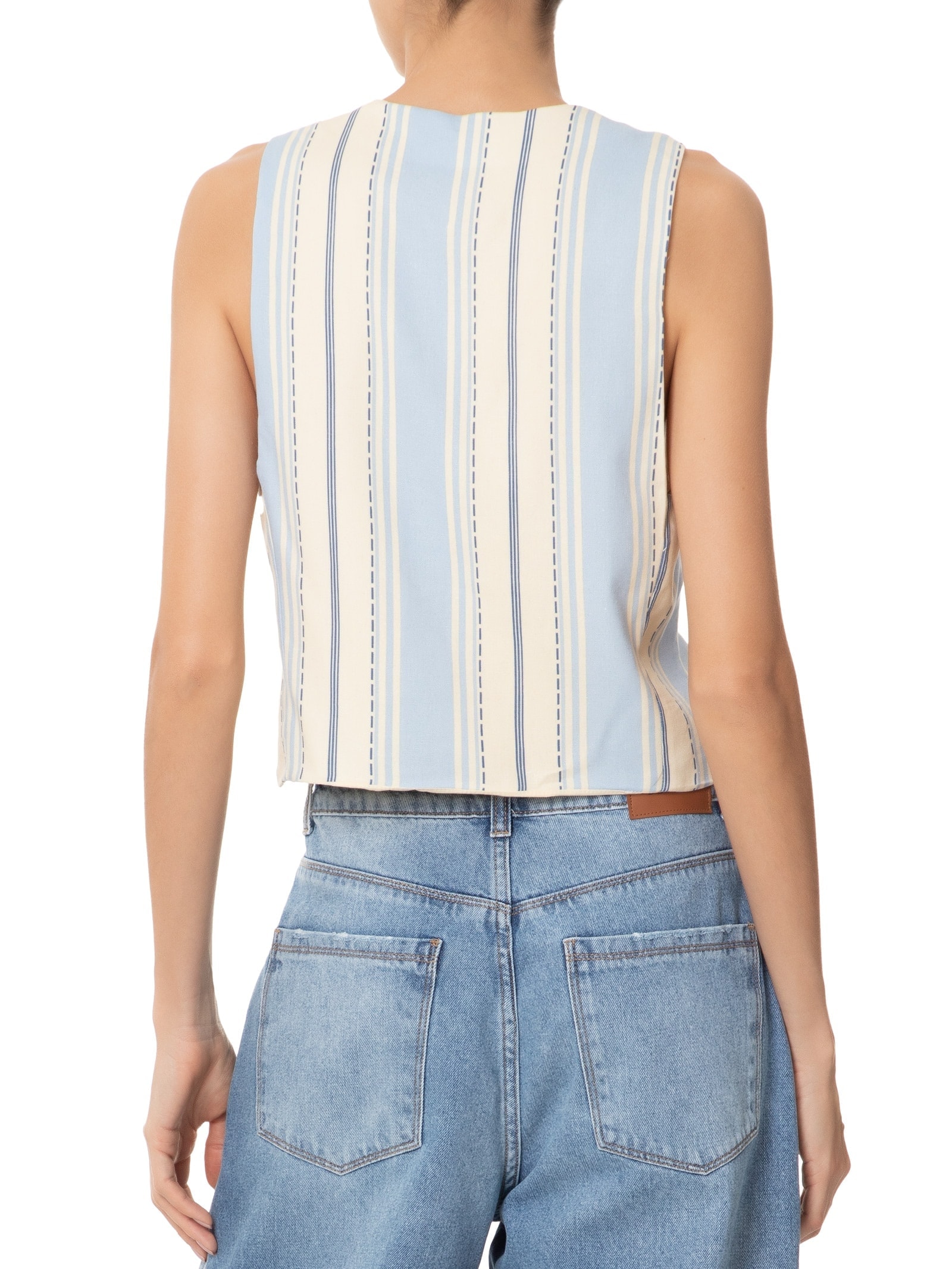 Colete Feminino Linho Estampa Descanso Azul Dress To