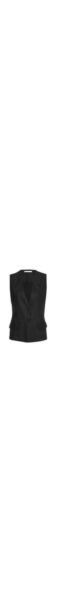 Colete Feminino Linho Fivela Costas - Preto
