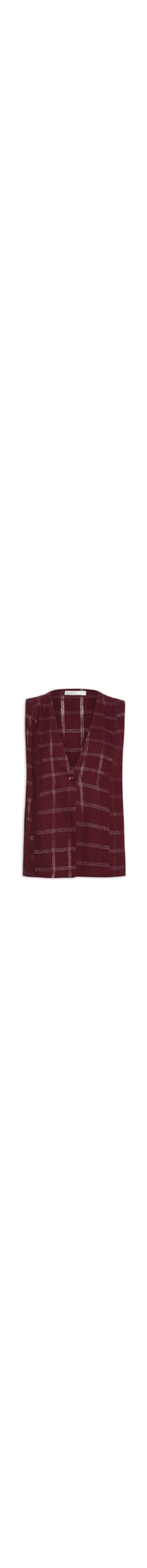 Colete Feminino Linho Xadrez Lurex - Marrom