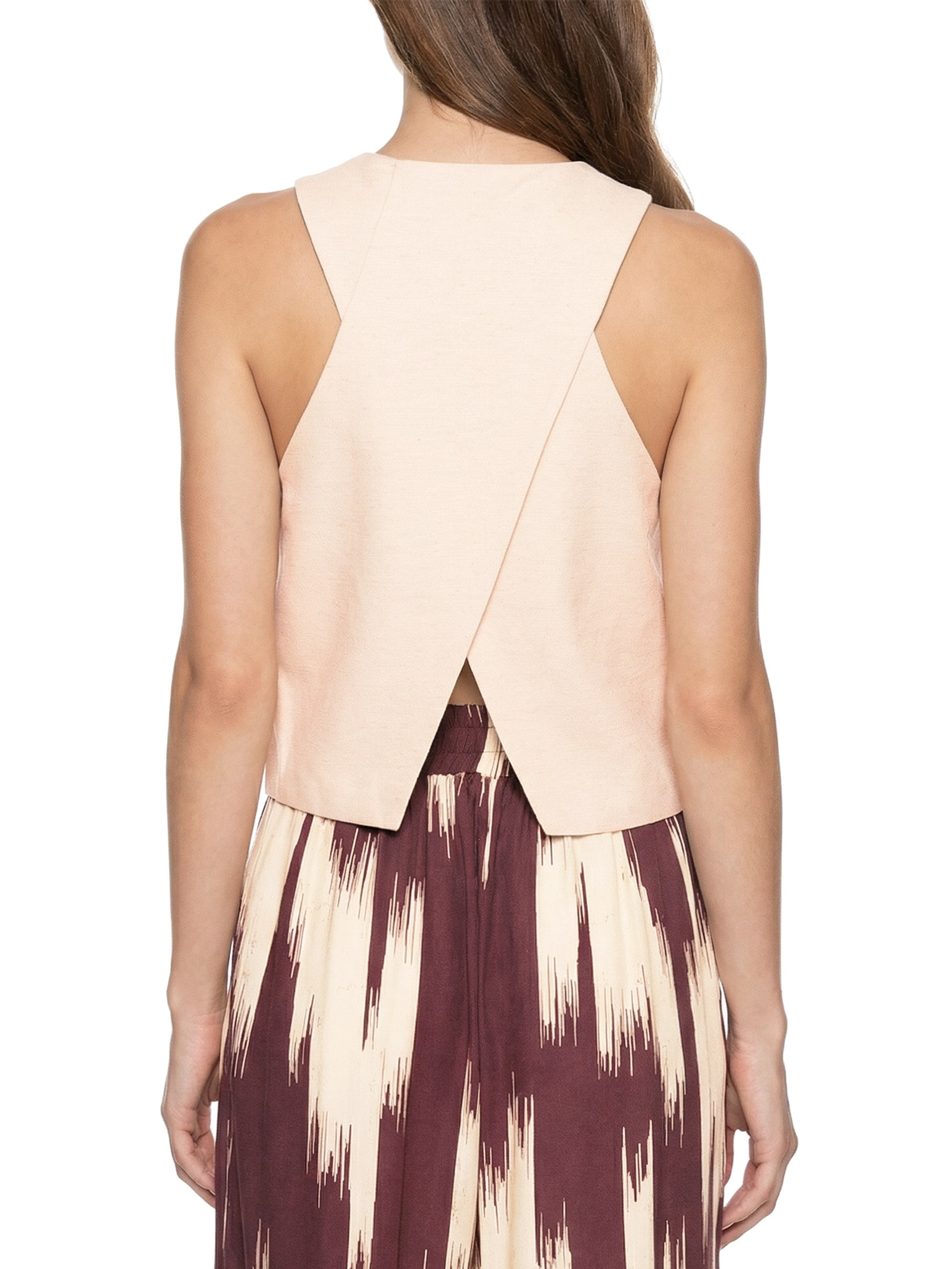 Colete Feminino Liso Cruzado Costas Bege Cacay