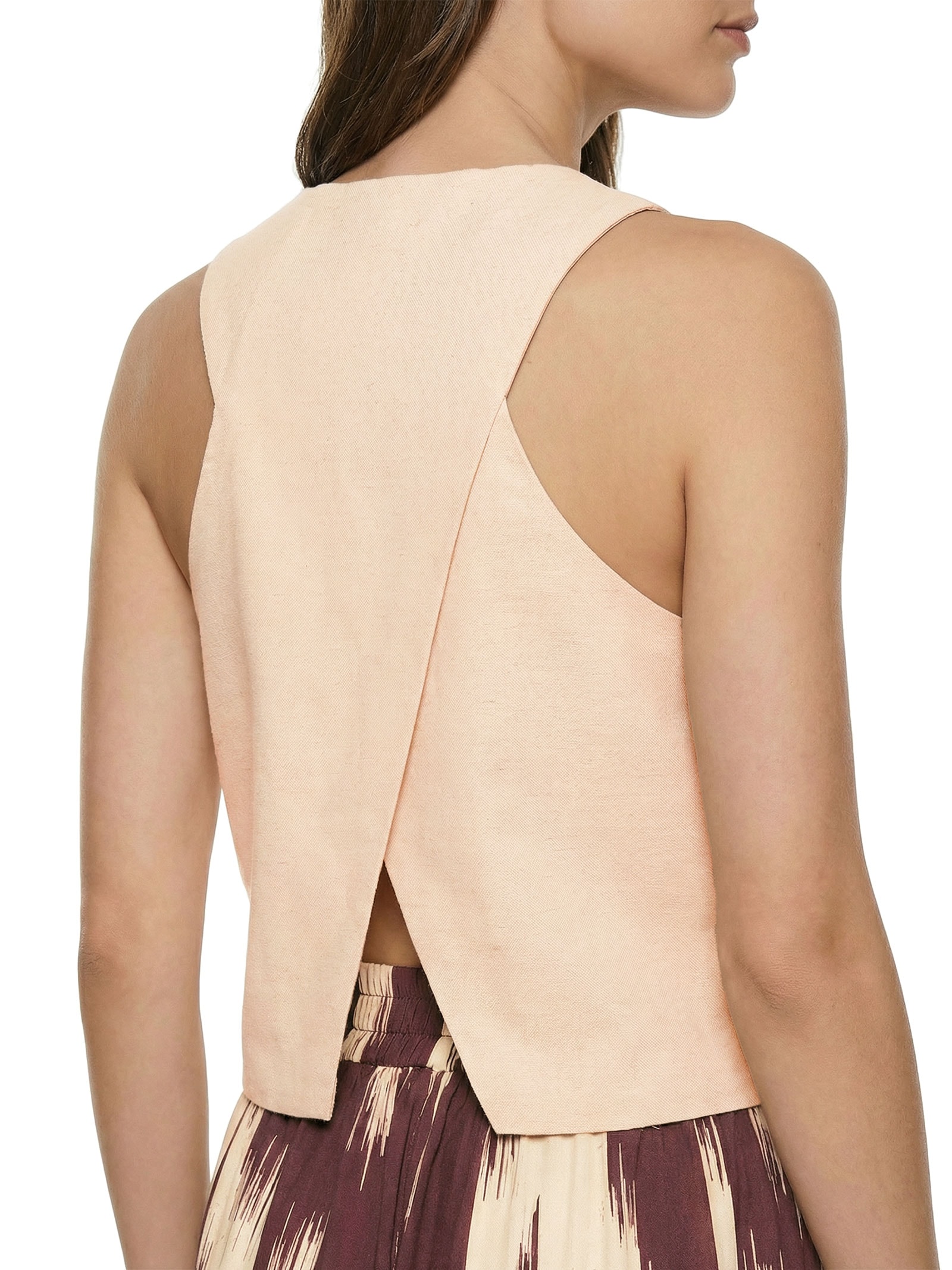 Colete Feminino Liso Cruzado Costas Bege Cacay