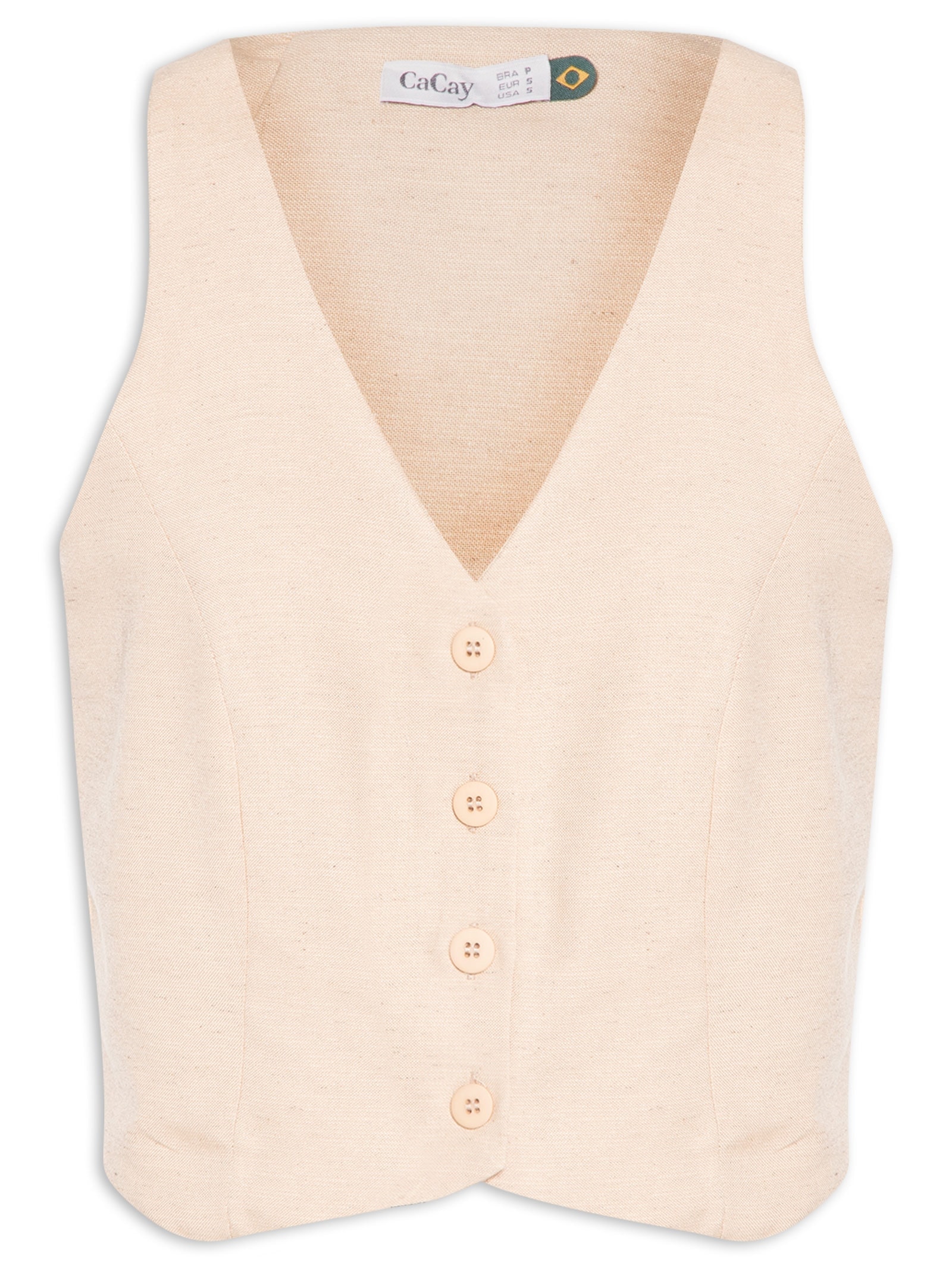 Colete Feminino Liso Cruzado Costas Bege Cacay