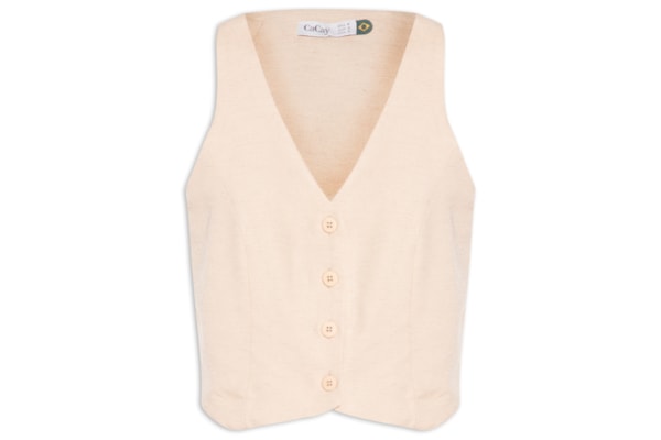 Colete Feminino Liso Cruzado Costas - Bege