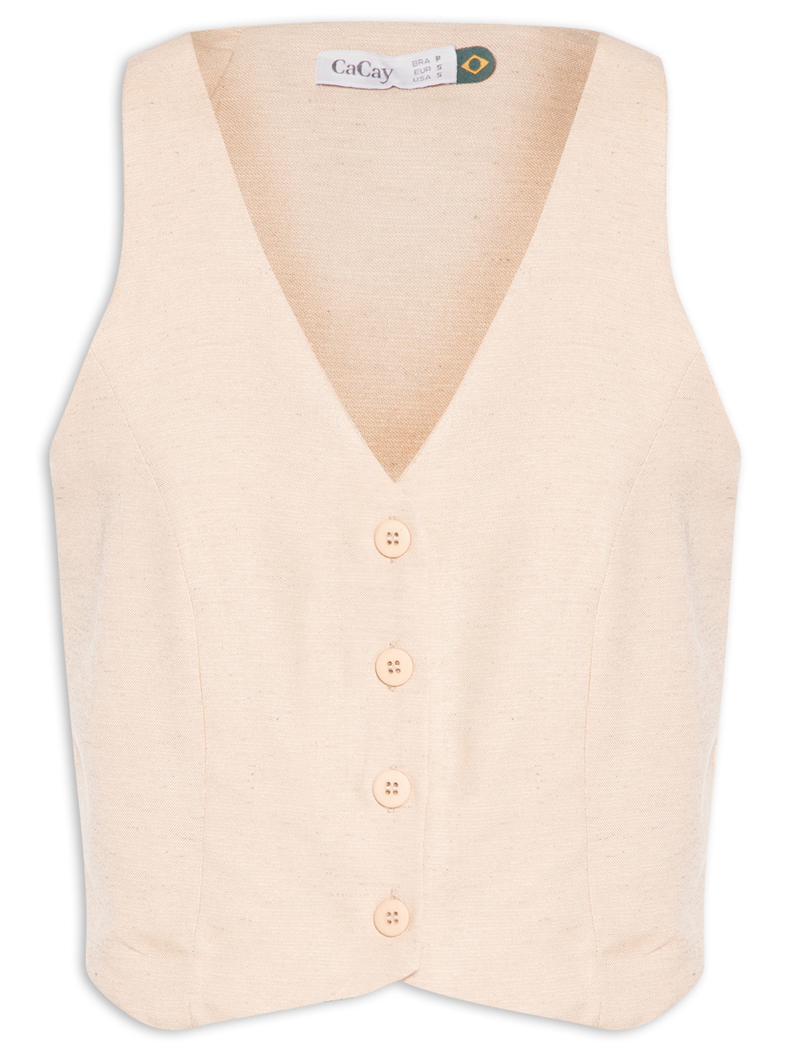Colete Feminino Liso Cruzado Costas Bege Cacay